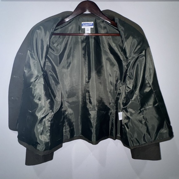 Pendleton Womens Plus 14W Olive Green Wool Blazer Jacket Button Front Career - Picture 9 of 13